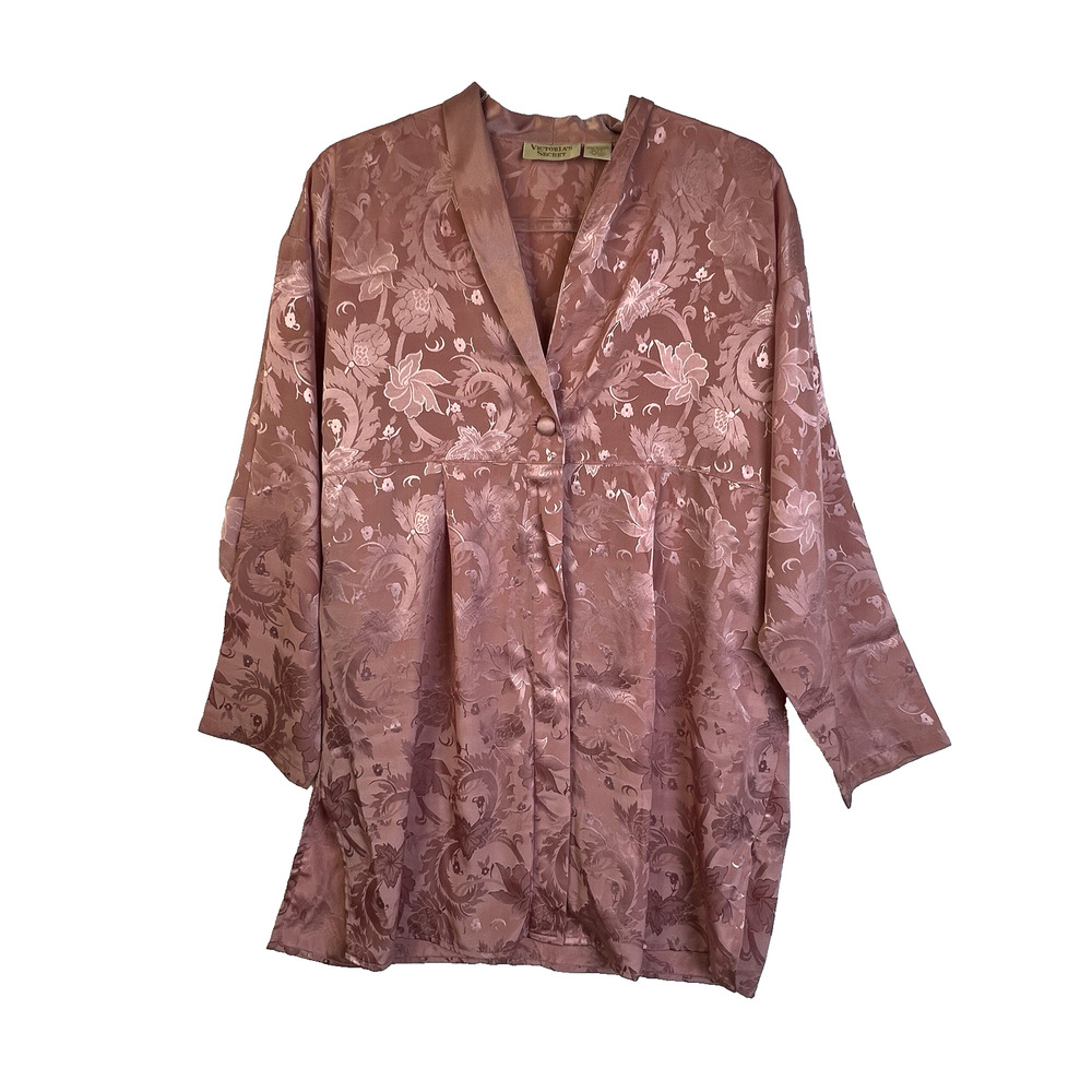 Victoria's Secret Gold Label Sleepwear Gown Women M / L Blush Pink Button Front